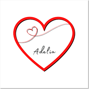 ADELIA  Name in Heart Posters and Art